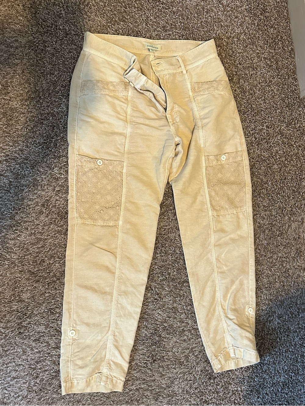 Sundance Beige Ankle Cropped Pants